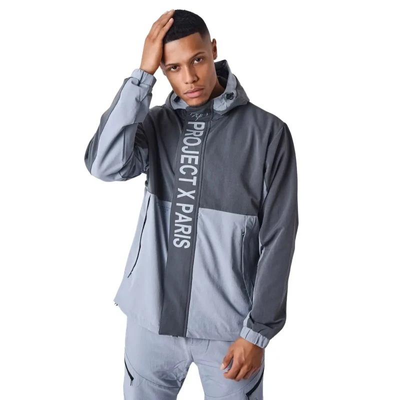 Image of Project X Paris Waterproof hooded jacket Project X Paris Colorblock Gris Male S
