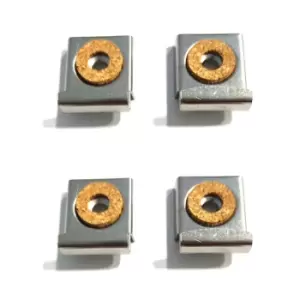 Image of GTV Mirror & Glass Hanging Kit Wall Bracket Clips Set Chrome, Pack of 4