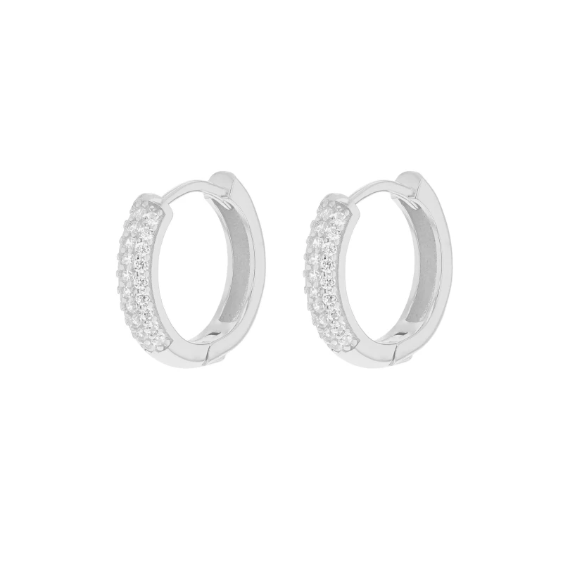 Image of Be You Sterling Silver CZ Band Hoop Earrings Sterling Silver female One Size