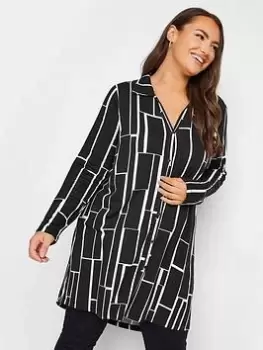 Image of Yours Jersey Shirt Fashion Natural Linear, Black, Size 30-32, Women