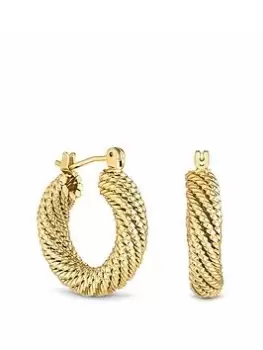 Image of Jon Richard Gold Plated Textured Hoop Earrings