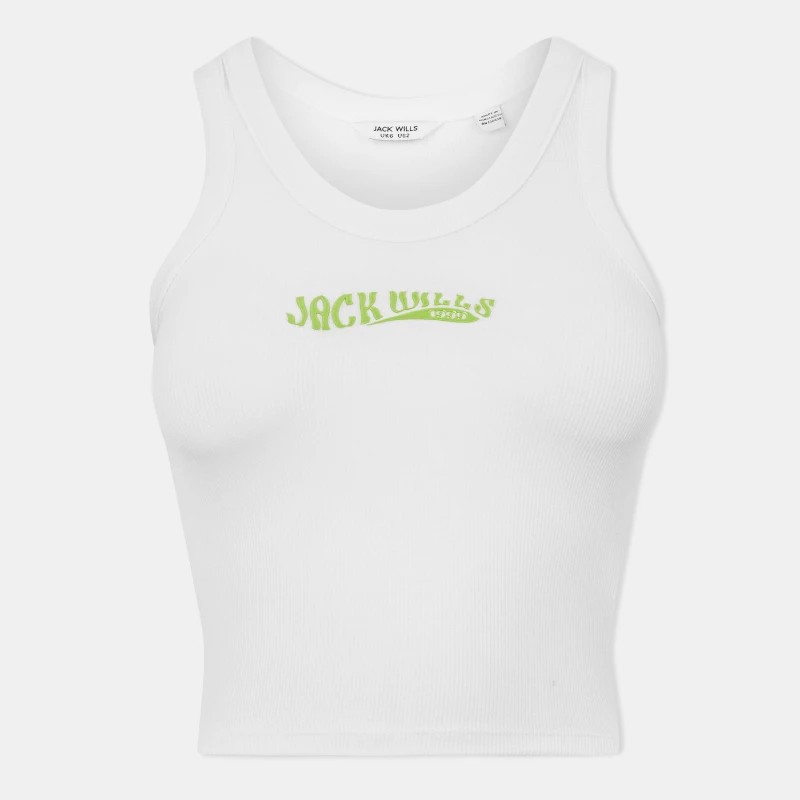 Image of Jack Wills Scoop Neck Rib Tank Top - White White 6