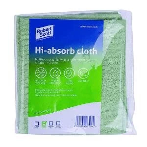 Image of Robert Scott Hi-Absorb Microfibre Cloth Green Pack of 5 103986GREEN