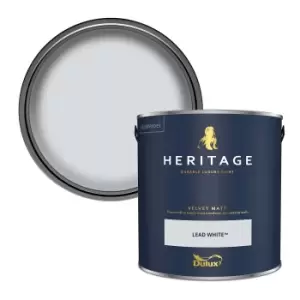 Image of Dulux Heritage Velvet Matt Lead White Matt Emulsion Paint 2.5L