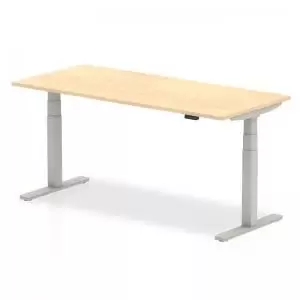 Image of Air 1800 x 800mm Height Adjustable Desk Maple Top Silver Leg