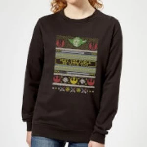 Image of Star Wars May The force Be with You Pattern Womens Christmas Sweatshirt - Black - S