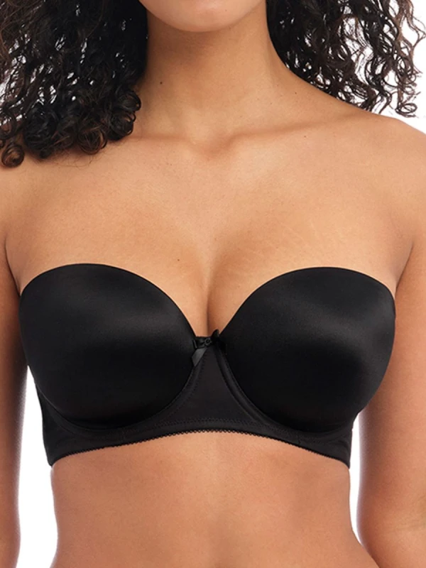 Image of Freya Womens Deco Strapless Moulded Bra in Black Size: 30DD Black Female 30DD