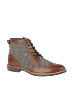 Image of Herringbone Leather Ankle Boots