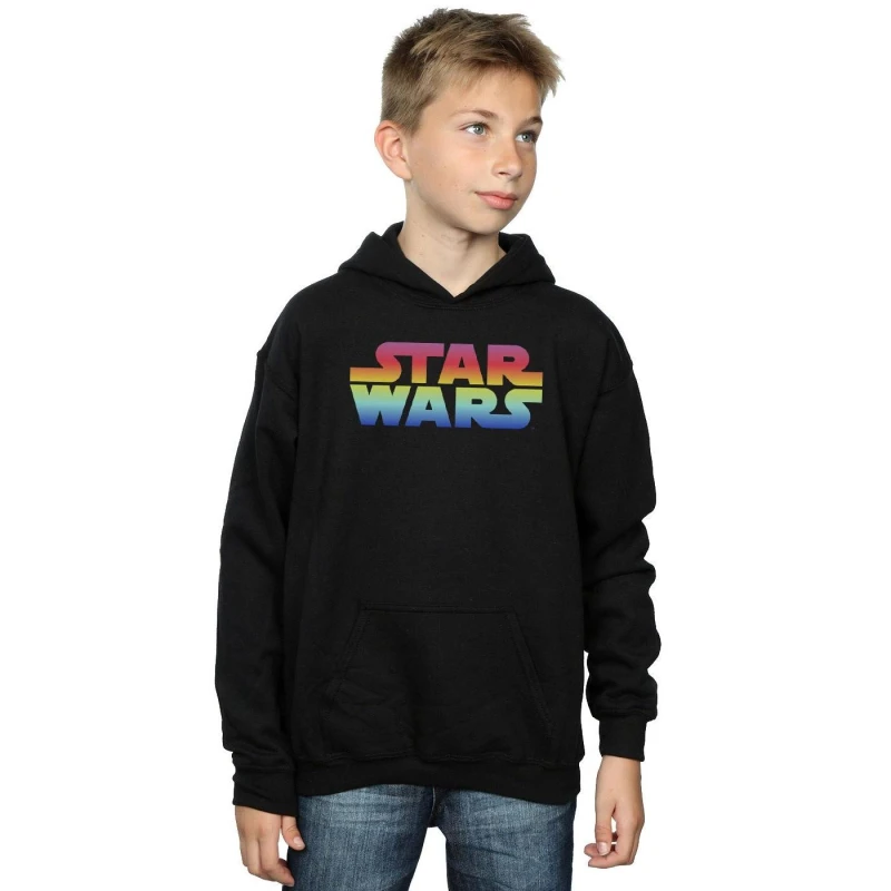 Image of Star Wars Rainbow Logo Hoodie Black male