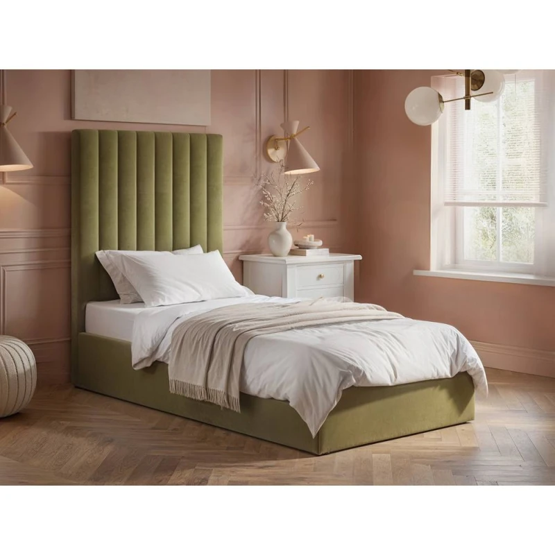 Image of Flair Everley Single Ottoman Bed in Green Green Unisex Single