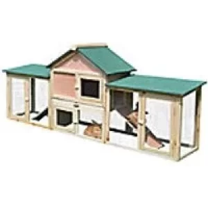 Image of PawHut Rabbit Hutch Natural 455mm x 2100 mm x 845 mm