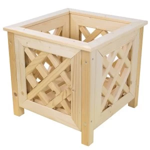 Image of Charles Bentley Garden Nordic Spruce Wooden Planters With Lattice Design Square