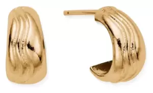Image of ChloBo GEH3325 Waves Huggie Hoop Earrings Gold Plated Jewellery