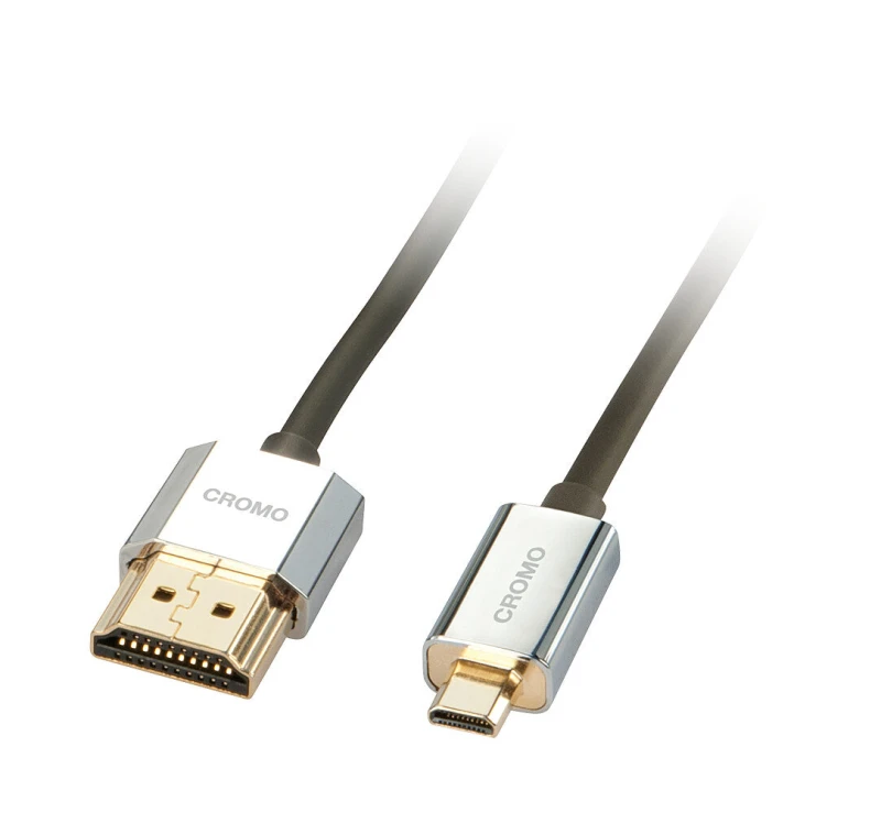 Image of Lindy Lindy 1m CROMO Slim High Speed HDMI to Micro HDMI Cable with Ethernet 41681