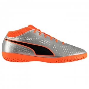 Image of Puma ONE 4 Indoor Football Trainers - Silver/Orange