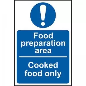 Image of Food Preparation Area Cooked Food Only&rsquo; Sign; Non Adhesive