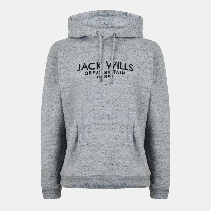 Image of Jack Wills Batsford Logo Hoodie Mens Grey Marl male XS