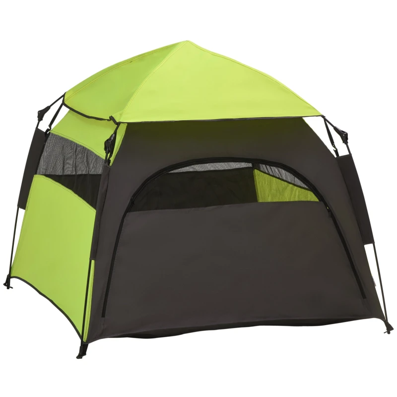 Image of PawHut Foldable Dog Cat Tent with Waterproof Oxford Cloth, Carry Bag Green
