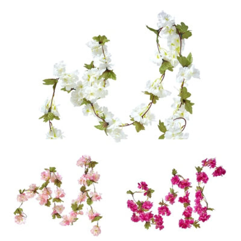 Image of Homescapes Set of 3 Artificial Blossom Flower Garlands, 5 Ft Multi