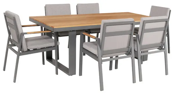 Image of Pacific Pacific Stockholm 6 Seater Aluminium Patio Set - Grey