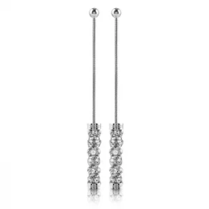 Image of Guess Rhodium Plated Vertical Coil Crystal Drop Earrings