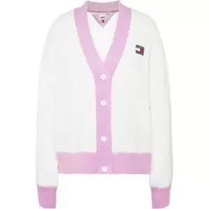 Image of Tommy Jeans Tjw Long Contrast Badge Cardigan - Cream