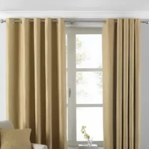 Image of Riva Paoletti Atlantic Woven Twill Lined Eyelet Curtains, Ochre, 66 x 90 Inch