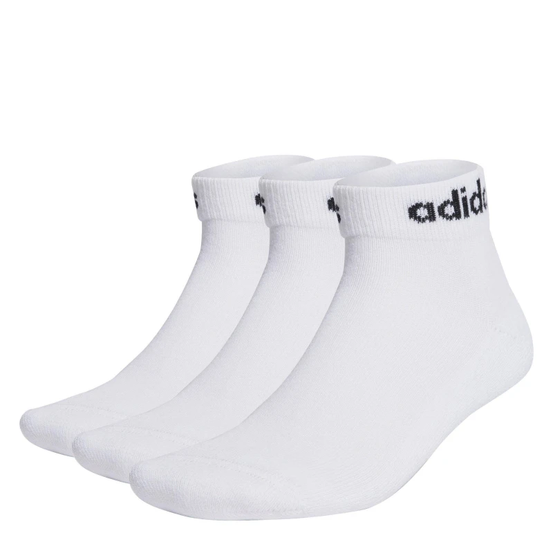 Image of adidas Linear Ankle Cushioned Socks 3 Pairs - White White C8 - C13