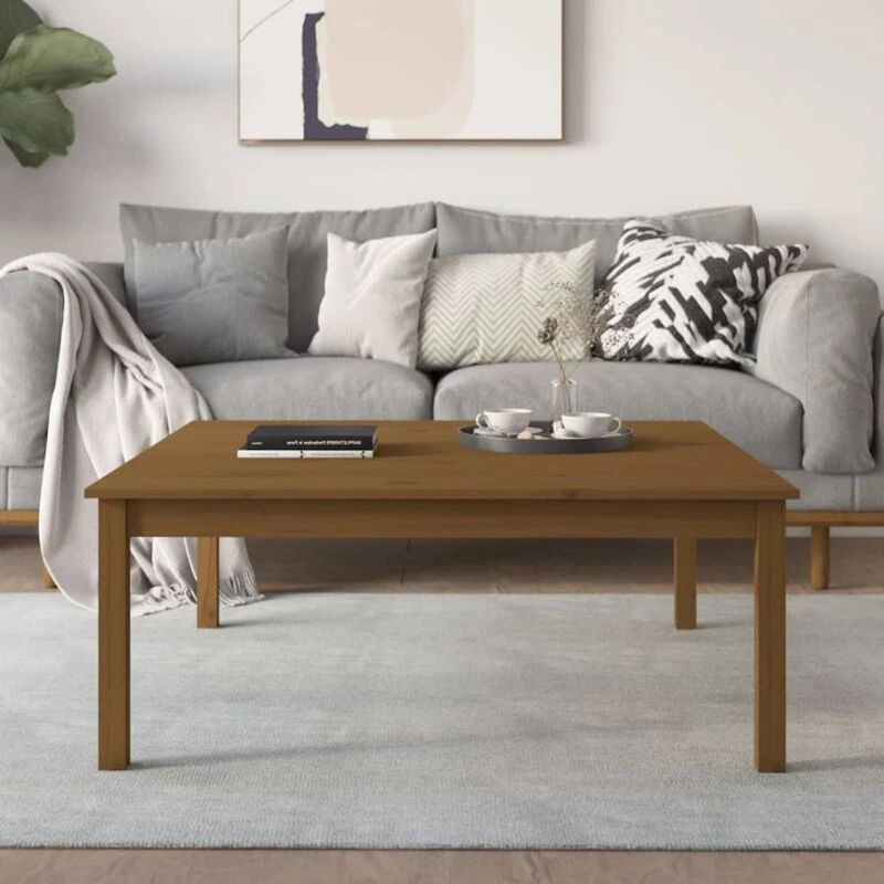 Image of Vidaxl Coffee Table Honey Brown 100X100X40 Cm Solid Wood Pine, Brown 814292