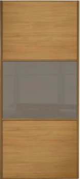 Image of Wickes Sliding Wardrobe Door Wideline Oak Panel and Cappuccino Glass - 2220 x 914mm