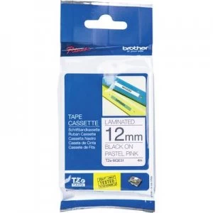 Image of Brother P-touch TZE-MQE31 Black on Pastel Pink Label Tape 12mm x 4m