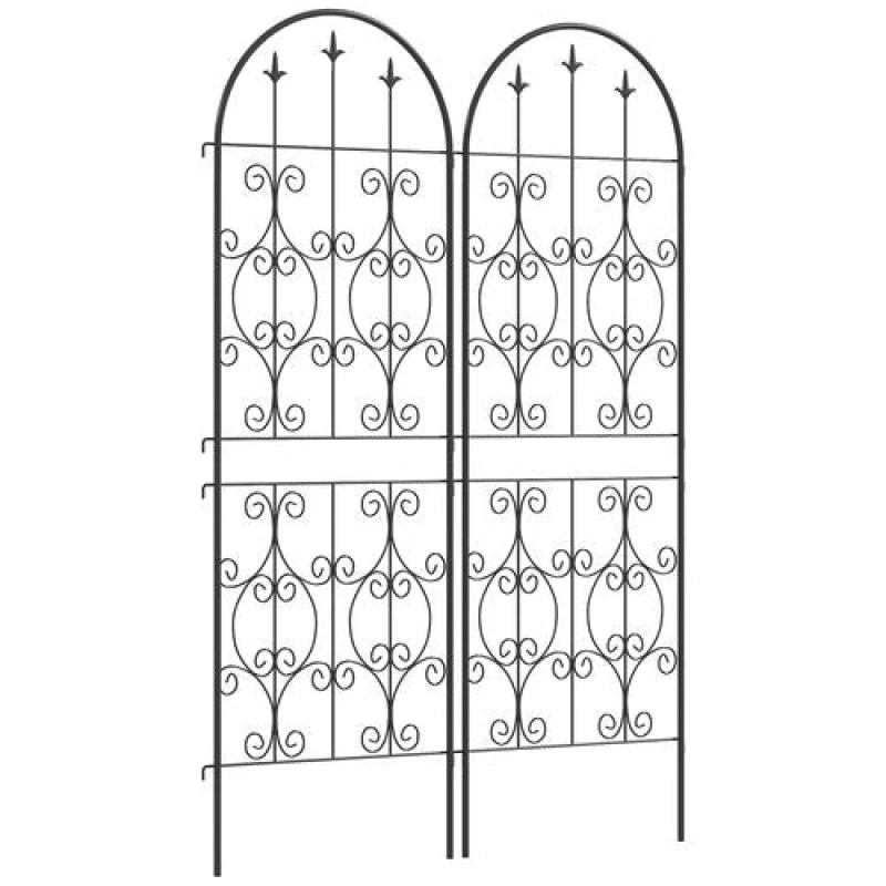 Image of Outsunny Set of 2 Metal Garden Trellis, Outdoor Trellis Panels, 150 x 50 cm, Black 84H-333V00BK