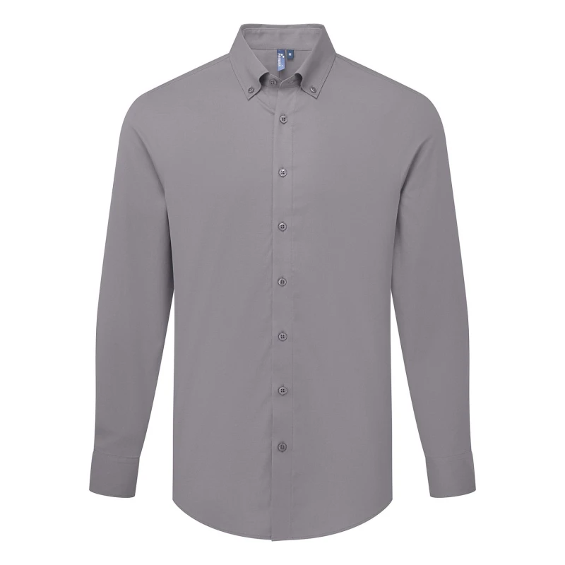 Image of Premier Premier Men Supreme Oxford Long-Sleeved Formal Shirt in Dark Grey Size: X-Small Dark Grey XS Male 5063750331096