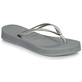 Image of Havaianas SLIM FLATFORM womens Flip flops / Sandals (Shoes) in Silver / 3,1 / 2 kid,5,3 / 4