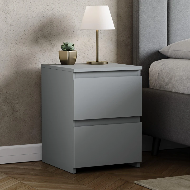 Image of Lassic Vida Designs Denver 2 Drawer Large Bedside Chest Grey unisex 2 Drawer