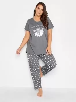 Image of Yours Head In The Clouds Wide Leg Pj Set, Grey, Size 18-20, Women