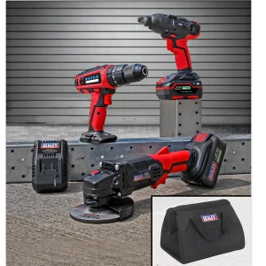 Image of Sealey CP20V 20v Cordless 3 Piece Power Tool Kit 2 x 3ah Li-ion Charger Bag