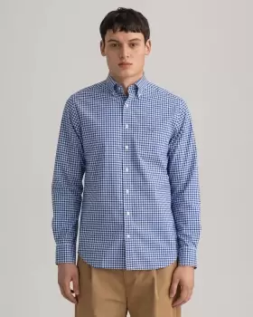 Image of GANT Men Regular Fit Gingham Broadcloth Shirt (L) Blue