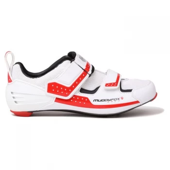 Image of Muddyfox TRI Carbon Mens Cycling Shoes - White/Silv/Red