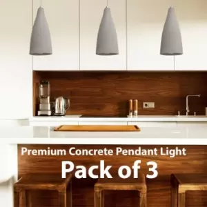 Image of 3x Concrete Ceiling Pendant Light 240V Retro Grey Hanging LED Kitchen Lamp Kit