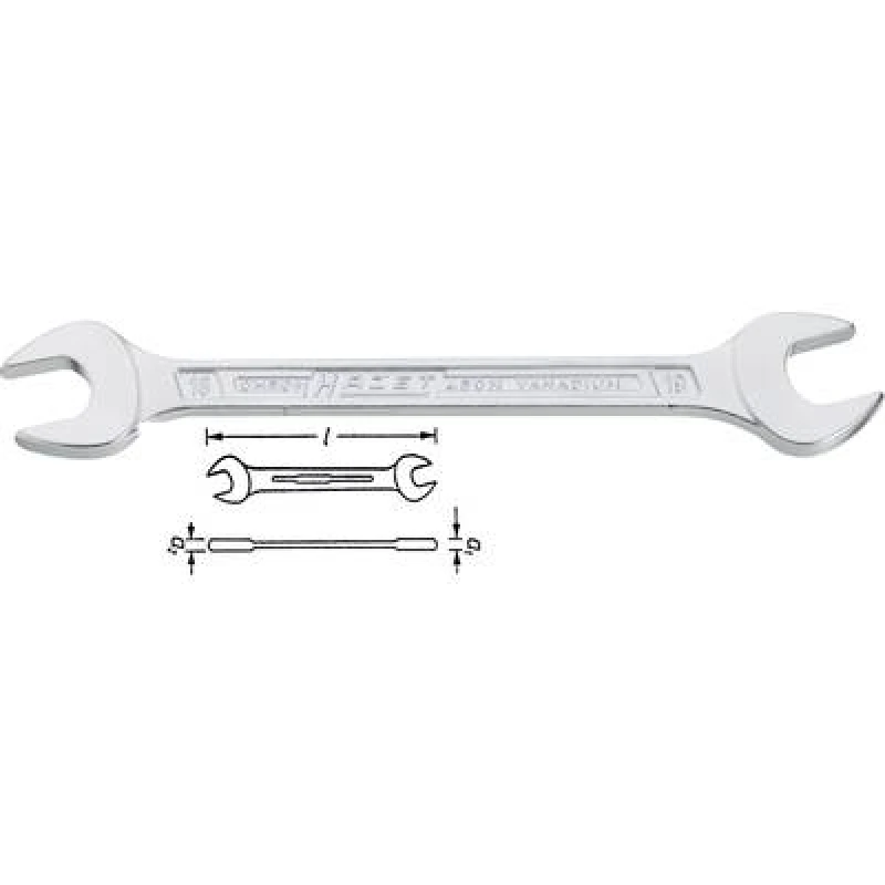 Image of HAZET 450N-4X5 Open-end Spanner Length: 99,5mm, Chrome Vanadium Steel, Chromed Chrome Vanadium Steel Open-end Spanner (5596)