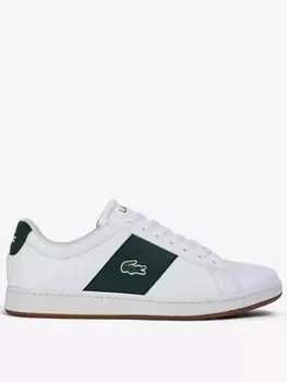 Image of Mens Lacoste Carnaby Leather Colour-Pop Trainers Size 7 UK White & Dark Green