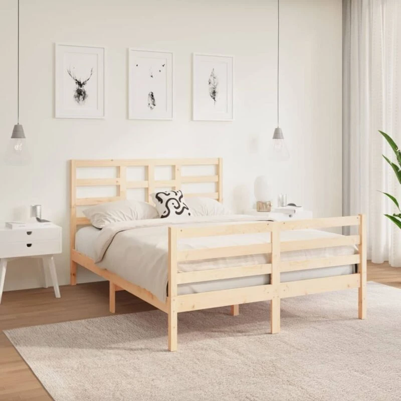Image of VIDAXL Bed Frame without Mattress Solid Wood 140x190cm Vidaxl 8720287045823