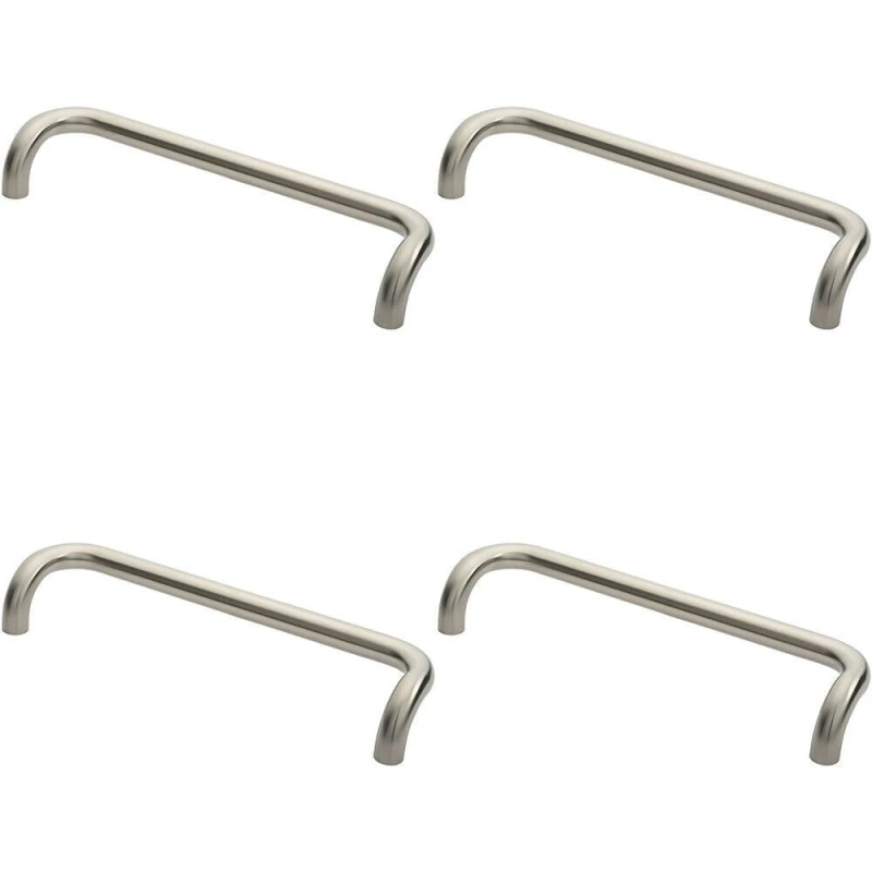 Image of Loops 4x Cranked Pull Handle 480 x 30mm 450m Fixing Centres Satin Stainless Steel Metallics unisex