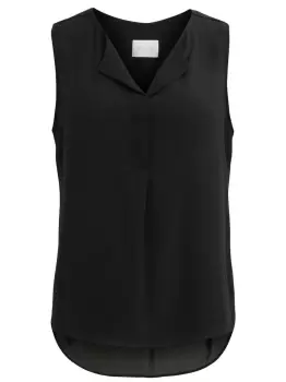 Image of VILA Split Neck Sleeveless Top Women Black