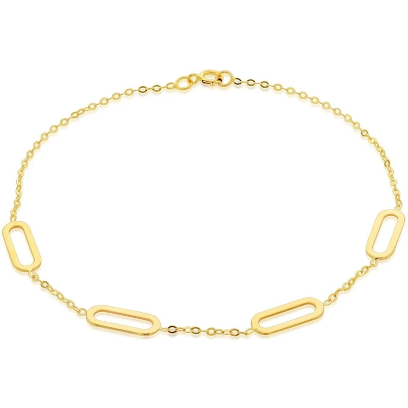 Image of Be You 9ct Gold Paperclip Station Bracelet Yellow Gold female 7.5in