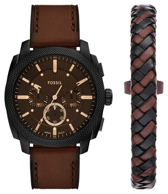 Image of Fossil FS6102SET Mens Machine and Bracelet Set (44mm Watch