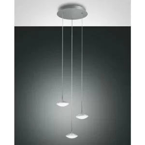 Image of Fabas Luce Hale LED Cluster Pendant Ceiling Light Brushed Aluminum Glass