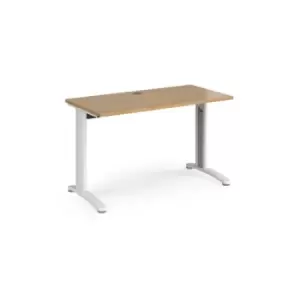Image of Office Desk Rectangular Desk 1200mm Oak Tops With White Frames 600mm Depth TR10