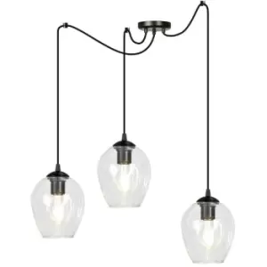 Image of Emibig Level Black Glass Dome Cluster Pendant Ceiling Light with Clear Glass Shades, 3x E27
